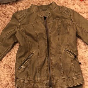 Coalition size XS vegan leather distressed jacket